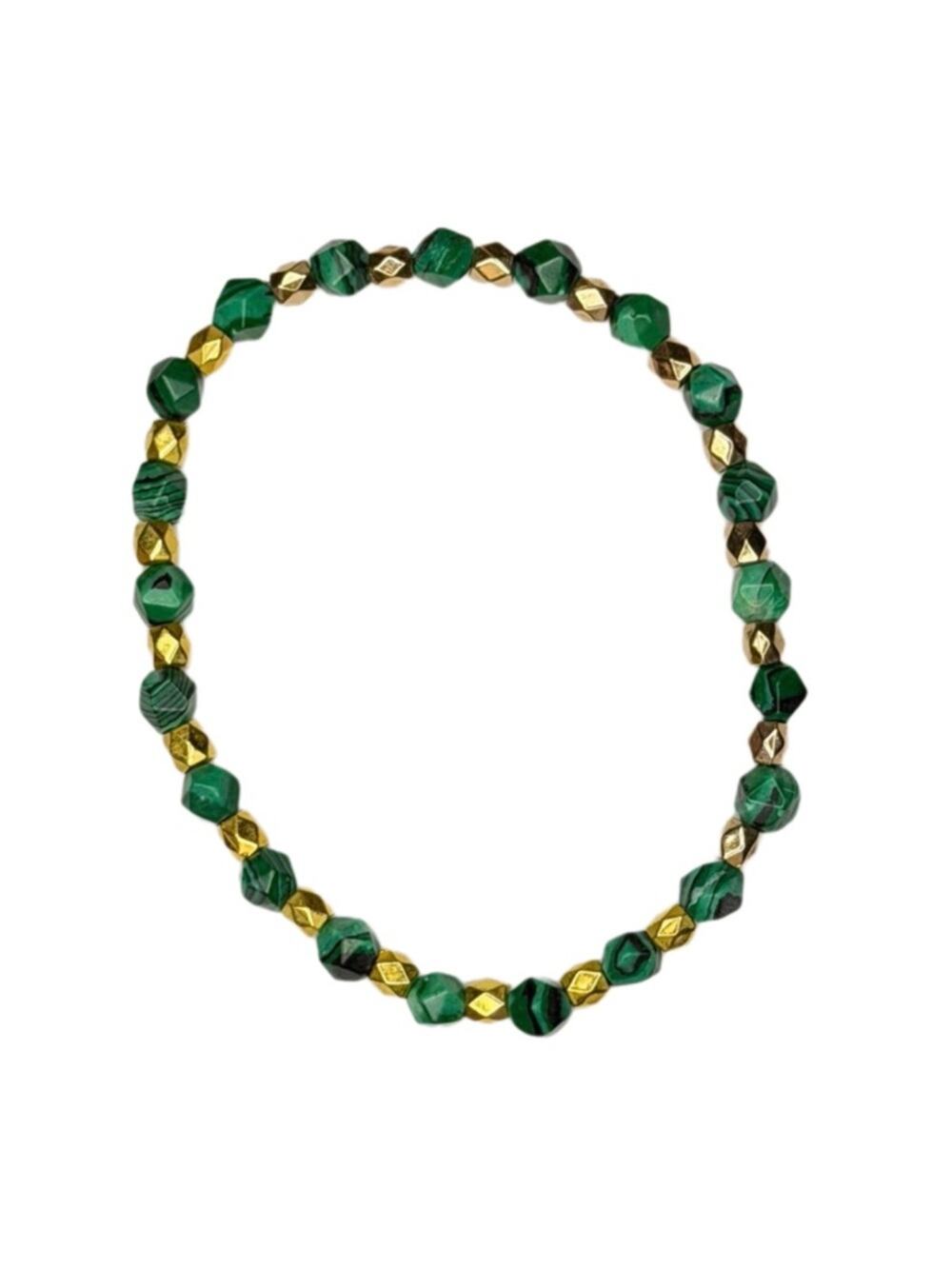Malachite bracelet handmade stretchy 7 inch